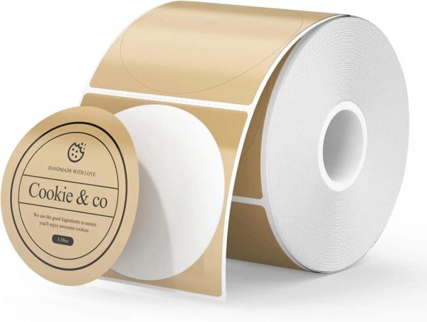 MUNBYN 3 Inches Round Thermal Labels - Brown Sale